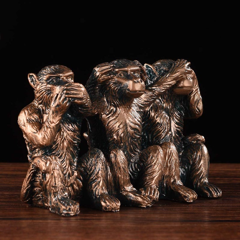 BRASSTAR Three Monkeys Statue See-No Speak-No Hear-No Evil Brown 2.8" Resin Home Office Decoration Gifts PTZD047 - Image 4